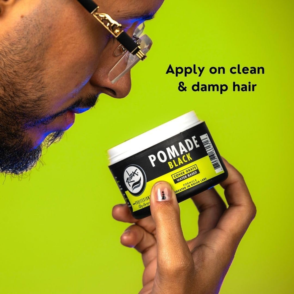 Rolda Black Pomade (5.29 oz) – Grey Coverage, Medium Hold & Shine, Water-Based
