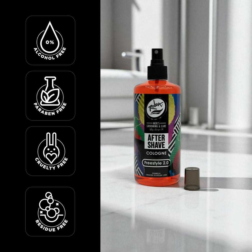 Rolda Freestyle After Shave Tonic – Calms Irritation, Cleans Shave Areas, Refreshing Masculine Fragrance (14.54 oz / 430 ml)