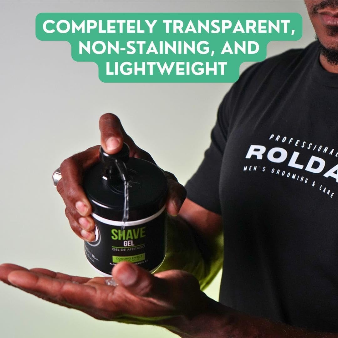Rolda Refreshing Shave Gel for Sensitive Skin - Clear Non-Foaming Gel with Aloe Vera & Pro-Vitamin B5 (17.63oz / 500g)