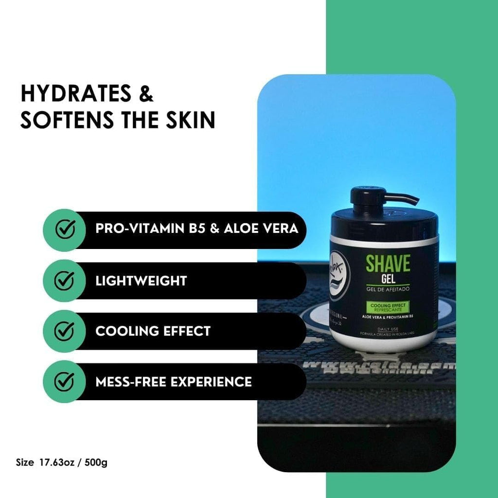 Rolda Refreshing Shave Gel for Sensitive Skin - Clear Non-Foaming Gel with Aloe Vera & Pro-Vitamin B5 (17.63oz / 500g)