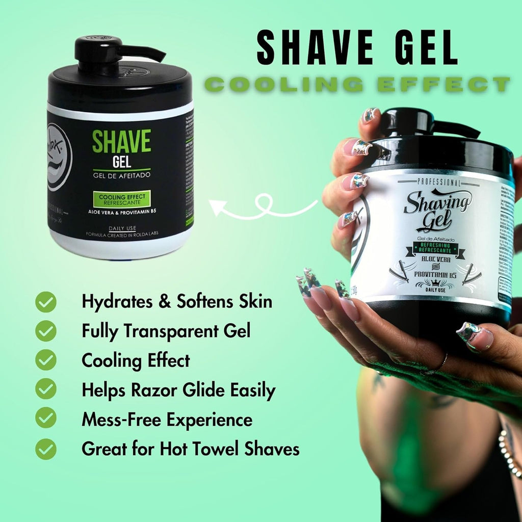 Rolda Refreshing Shave Gel for Sensitive Skin - Clear Non-Foaming Gel with Aloe Vera & Pro-Vitamin B5 (17.63oz / 500g)