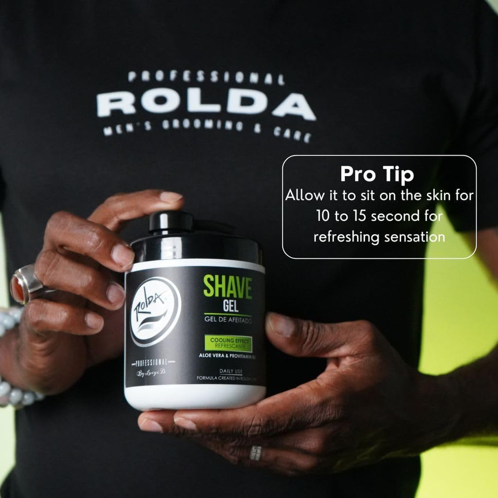 Rolda Refreshing Shave Gel for Sensitive Skin - Clear Non-Foaming Gel with Aloe Vera & Pro-Vitamin B5 (17.63oz / 500g)