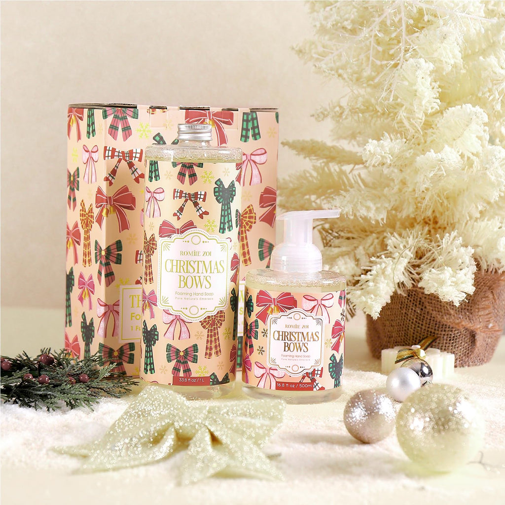 ROMIIE ZOI Christmas Foaming Hand Soap Set — Winter Pine, Gentle & Moisturizing, 1000ml + 500ml