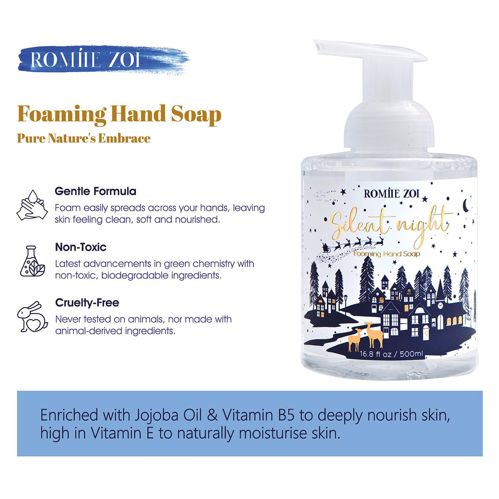 ROMIIE ZOI Christmas Foaming Hand Soap with Gift Box – Silent Night Spruce Aroma, 500ml