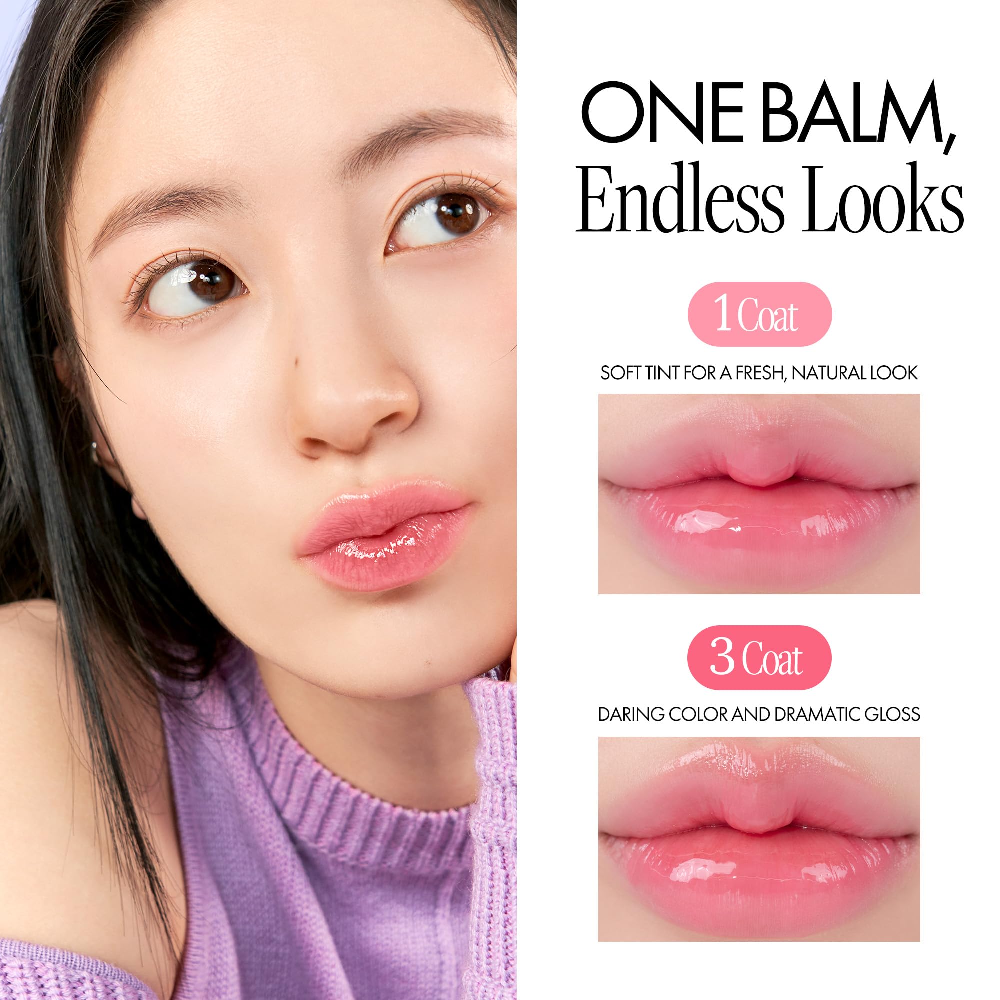 Rom&nd Glasting Melting Balm – High-Shine Hydrating Tinted Lip Balm in 02 Lovey Pink (0.12 oz) | Vegan Formula