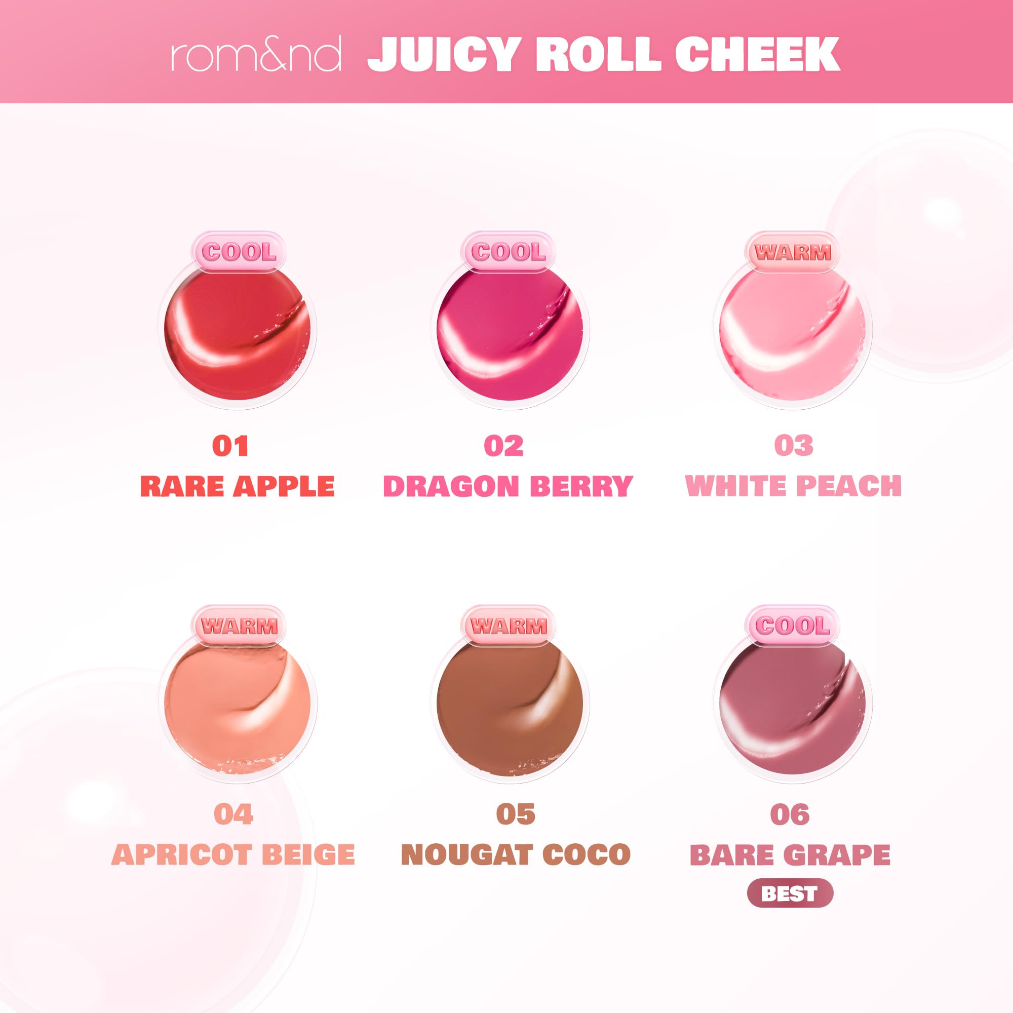 rom&nd JUICY ROLL CHEEK 02 Dragon Berry – Roll-On Liquid Blush for Clear, Dewy Glow