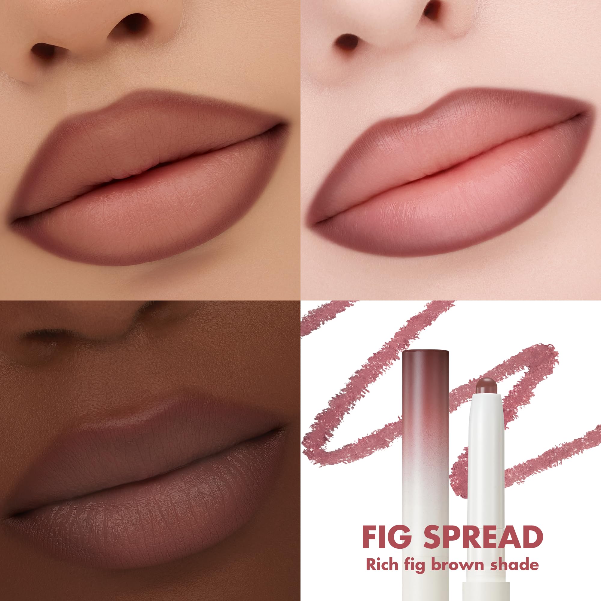 rom&nd Lip Mate Pencil 07 Fig Spread — Precision Lip Liner with Built-in Blending Brush