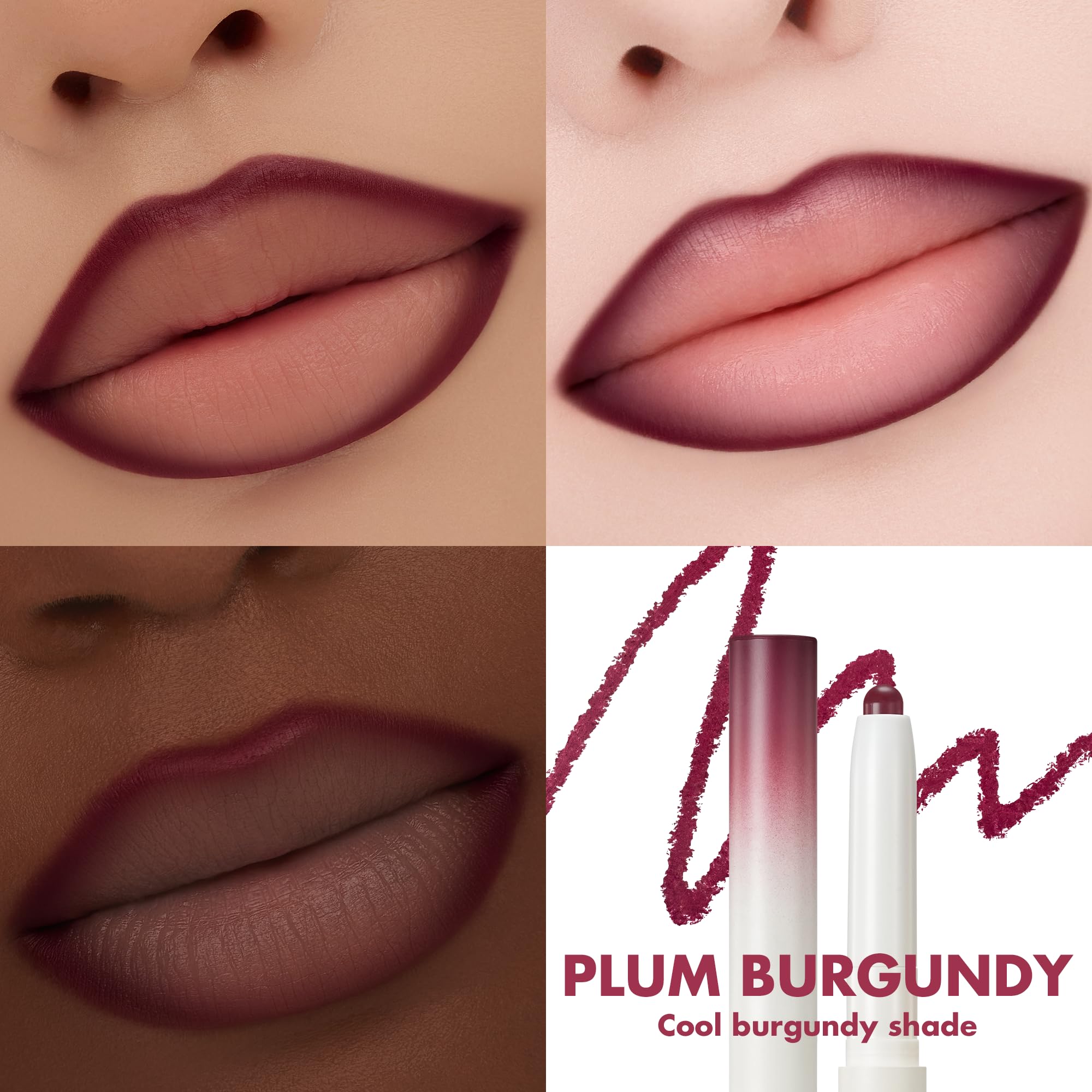 rom&nd Lip Mate Pencil 09 Plum Burgundy – Precision Lip Liner for Natural Overlining & Semi-Matte Lips