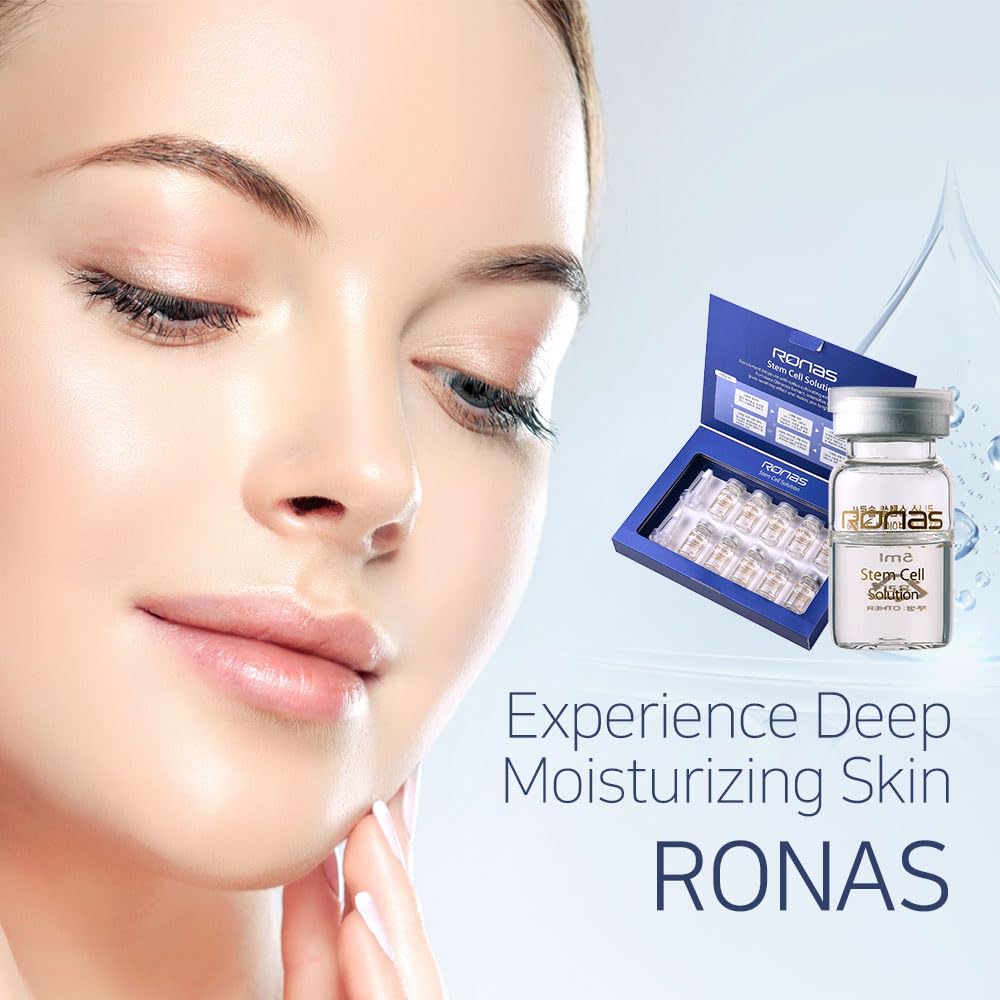 Ronas Stem Cell Solution Ampoules – Anti-Aging Serum with Plant Stem Cells & Hyaluronic Acid (0.16oz, 10 Vials)
