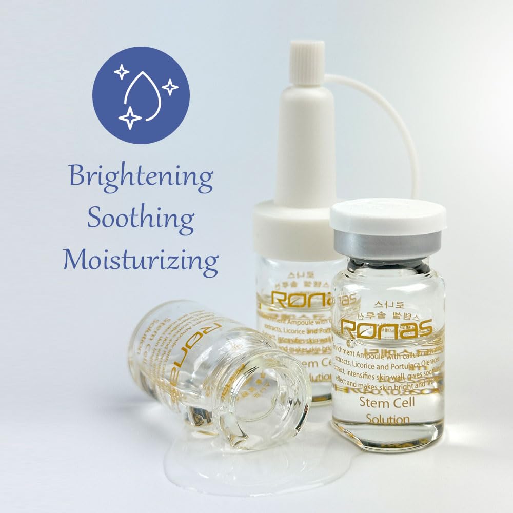 Ronas Stem Cell Solution Ampoules – Anti-Aging Serum with Plant Stem Cells & Hyaluronic Acid (0.16oz, 10 Vials)