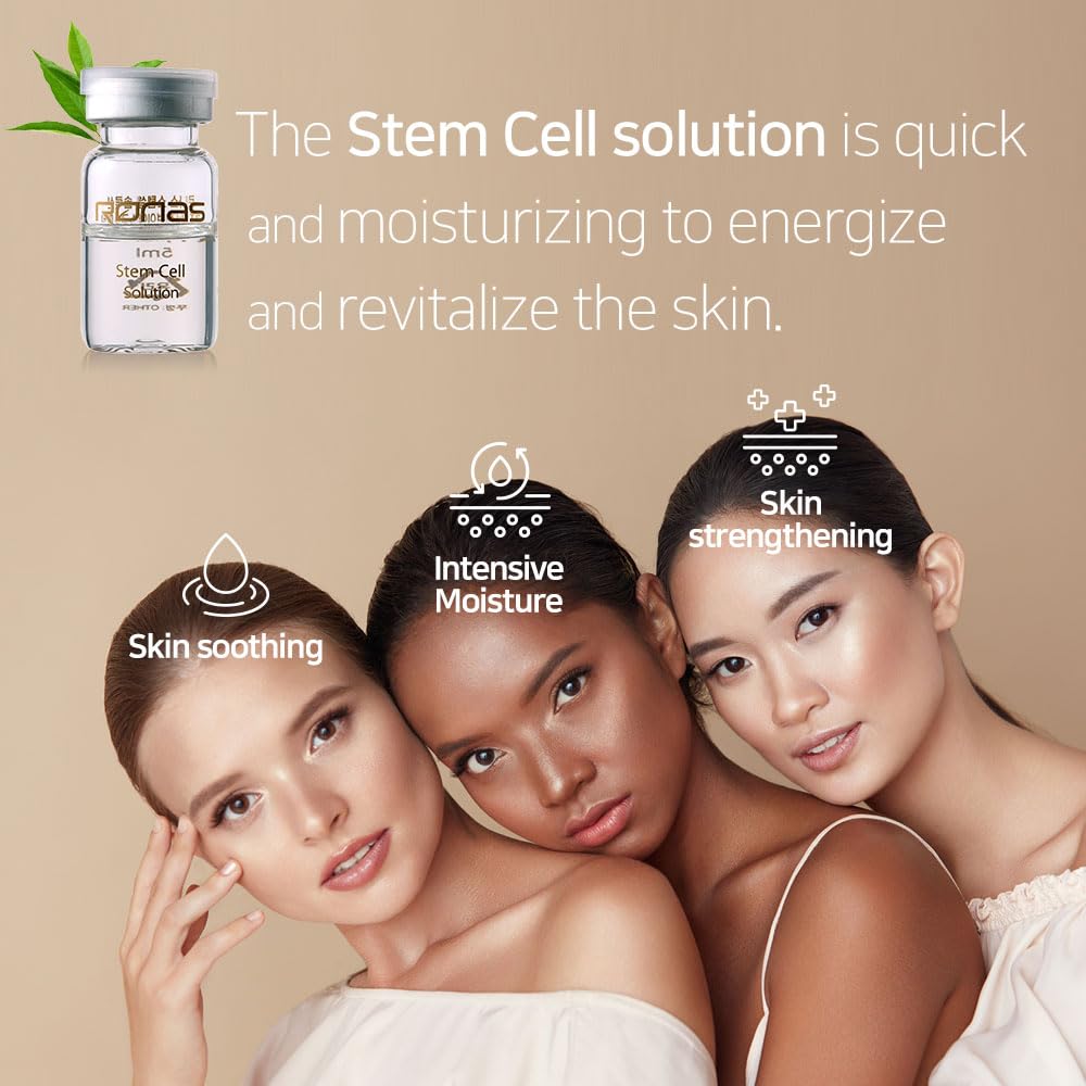 Ronas Stem Cell Solution Ampoules – Anti-Aging Serum with Plant Stem Cells & Hyaluronic Acid (0.16oz, 10 Vials)