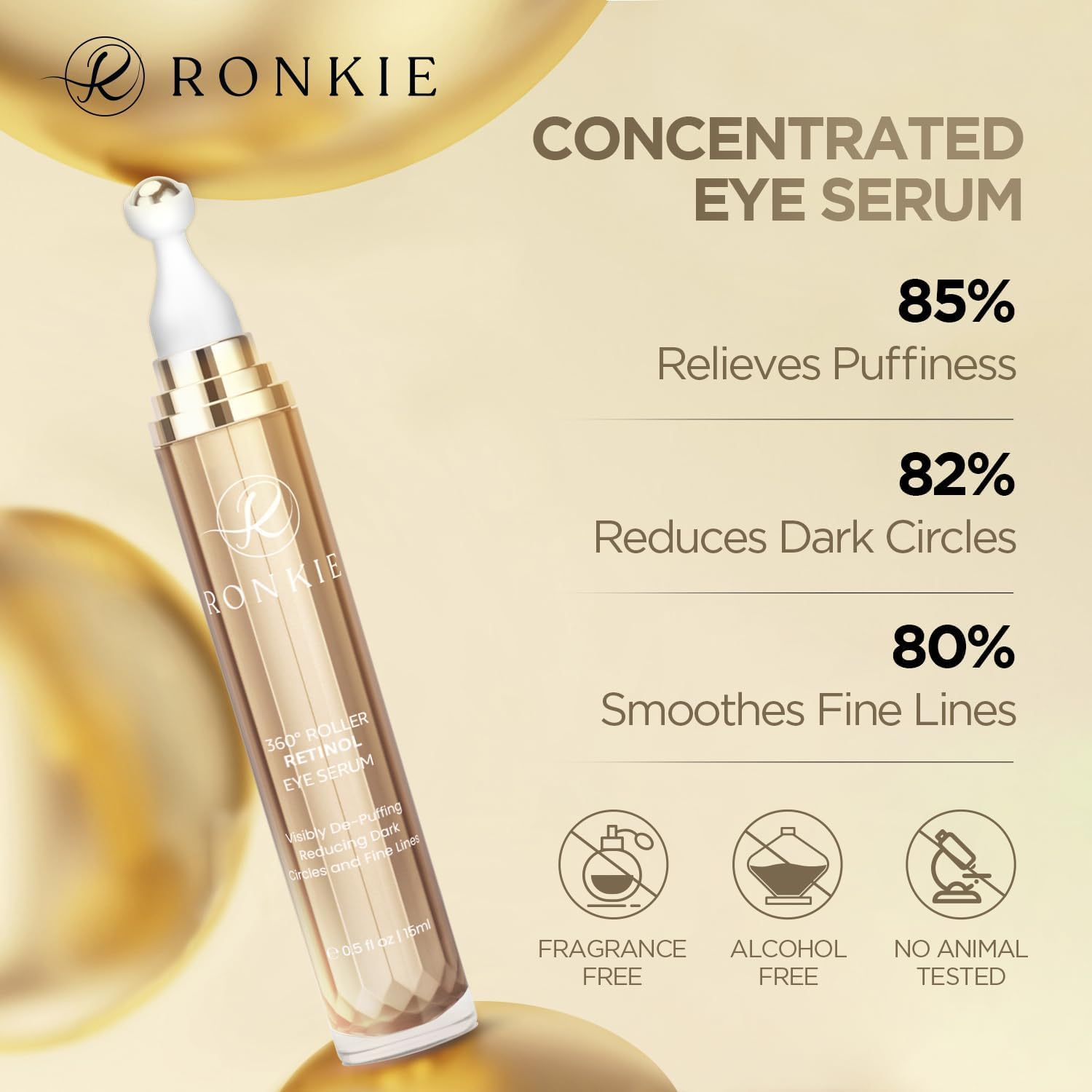 RONKIE Eye Cream for Dark Circles – Caffeine, Retinol & Hyaluronic Acid Stick