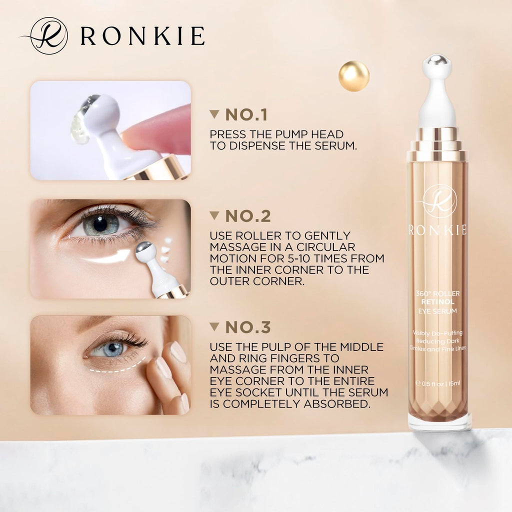 RONKIE Eye Cream for Dark Circles – Caffeine, Retinol & Hyaluronic Acid Stick