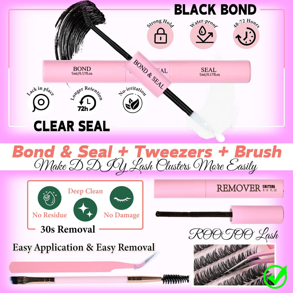 Rootoo Lash Clusters Kit with Spikes — 60D+100D Left/Right D Curl Fluffy Wispy DIY Manga Lashes (12–22mm)