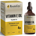 RootsGro Vitamin E Oil 75,000 IU – Lightweight, Fast-Absorbing Oil for Face, Skin, Hair & Nails – 4 fl oz with Dropper