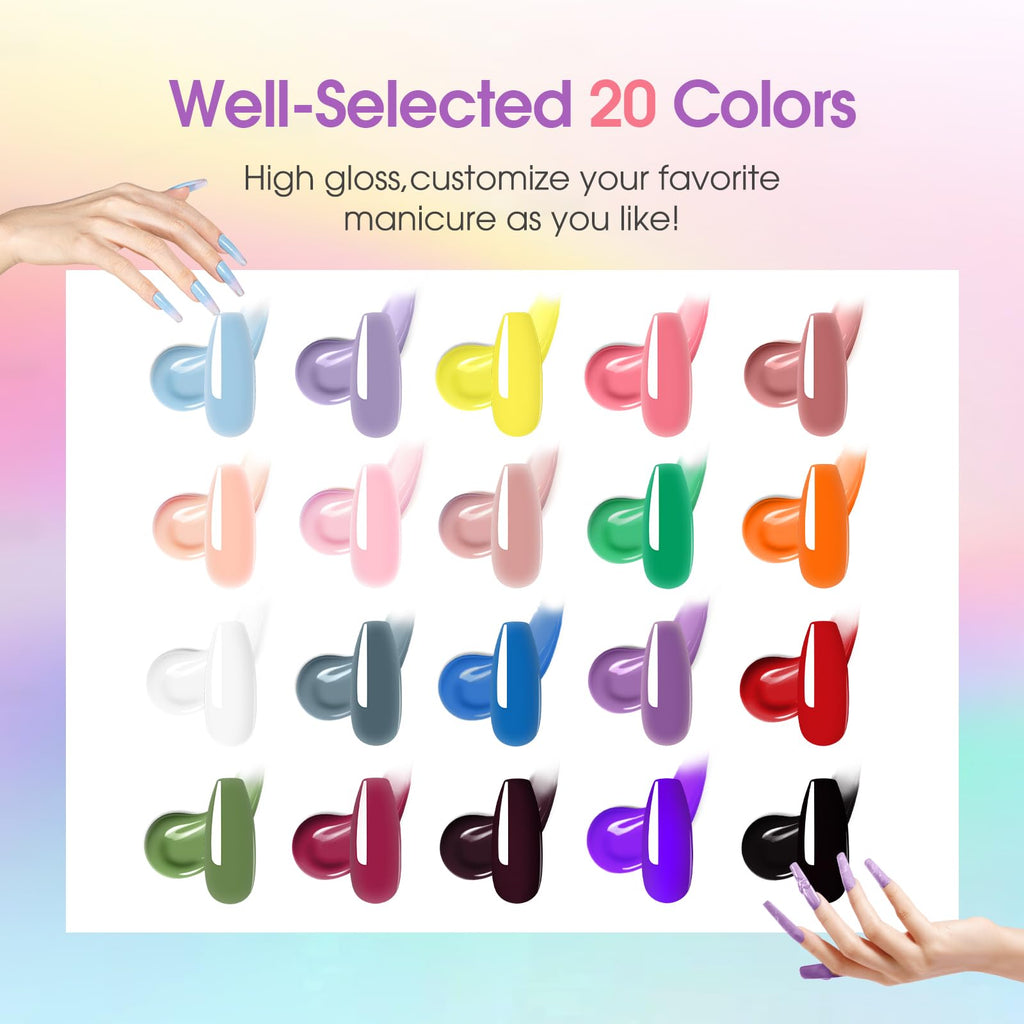 ROSALIND 20-Color Poly Nail Gel Kit with UV Lamp & Drill – Neon Starter Set
