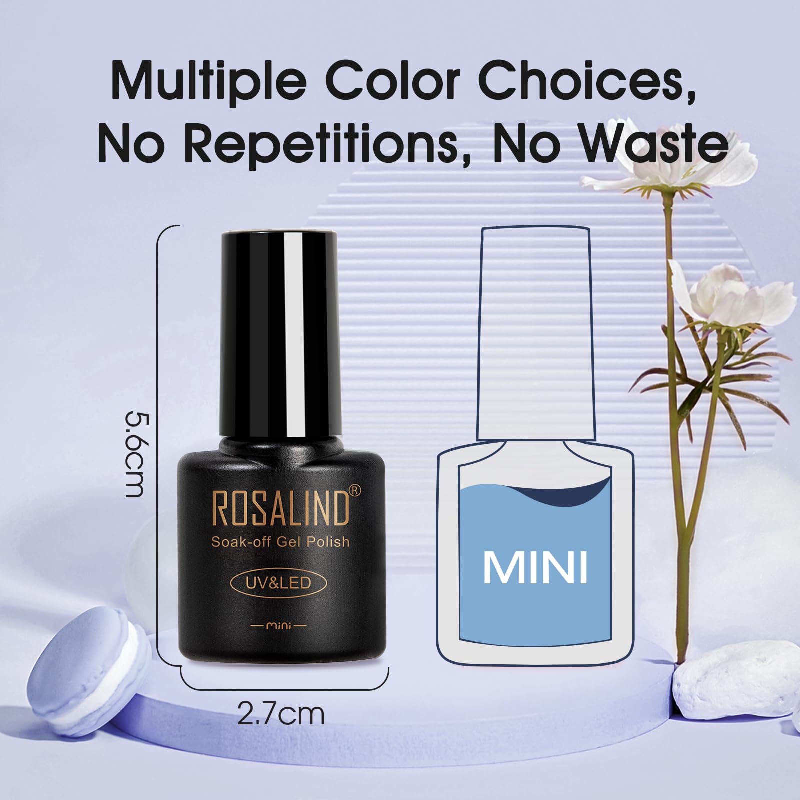ROSALIND Cat Eye Gel Nail Polish with Magnet – 12 Mini Colors & Effects