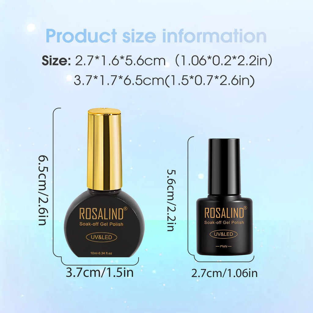 ROSALIND 25pcs Gel Nail Polish Set – 21 Colors + Cat Eye, Base & Top Coats, Soak Off UV/LED