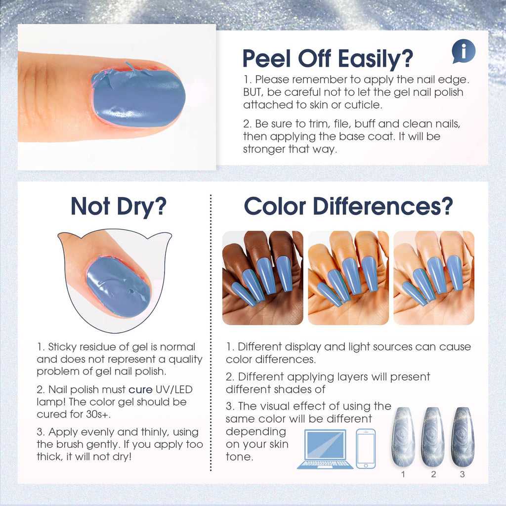 ROSALIND Cat Eye Gel Nail Polish with Magnet – 12 Mini Colors & Effects