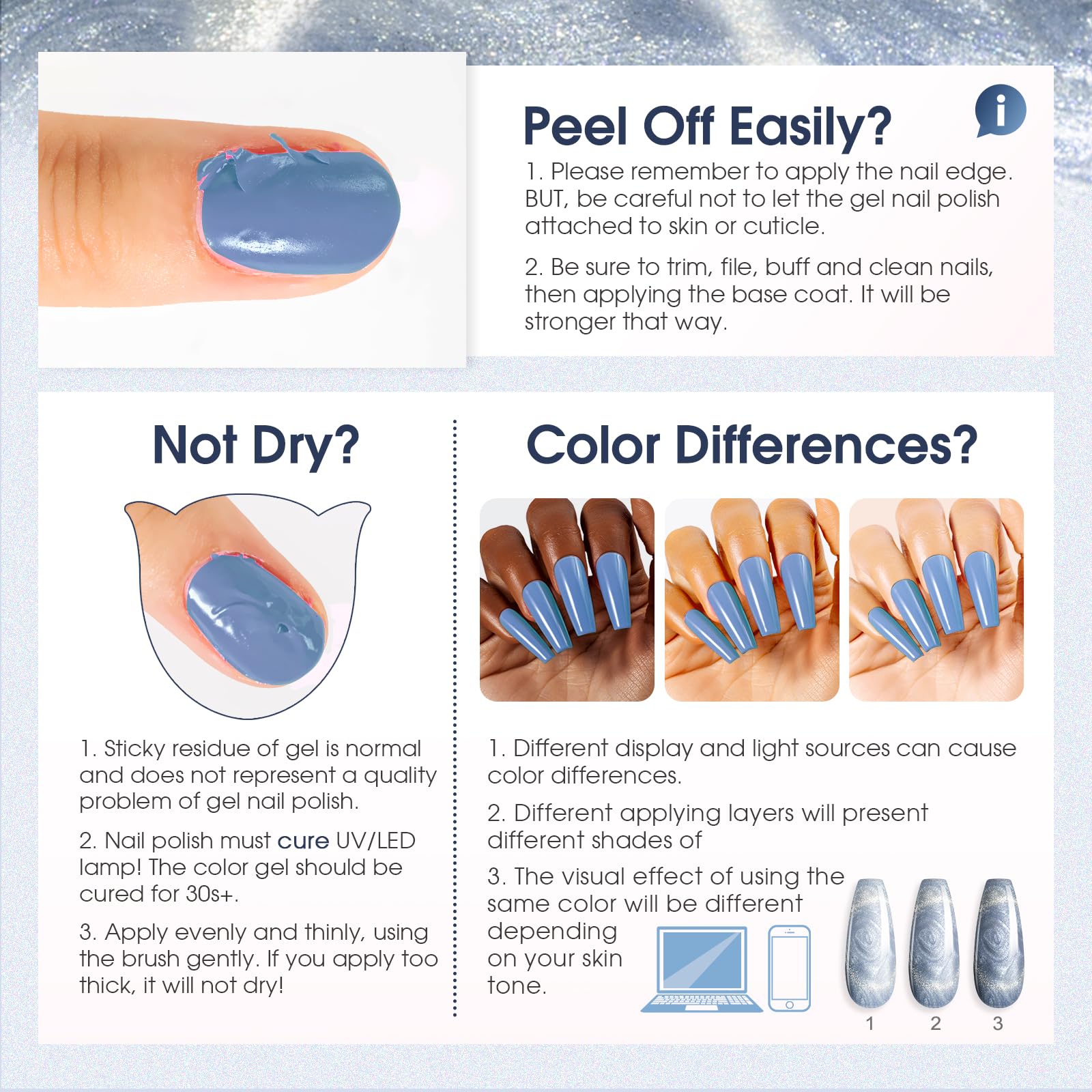ROSALIND Cat Eye Gel Nail Polish with Magnet – 12 Mini Colors & Effects
