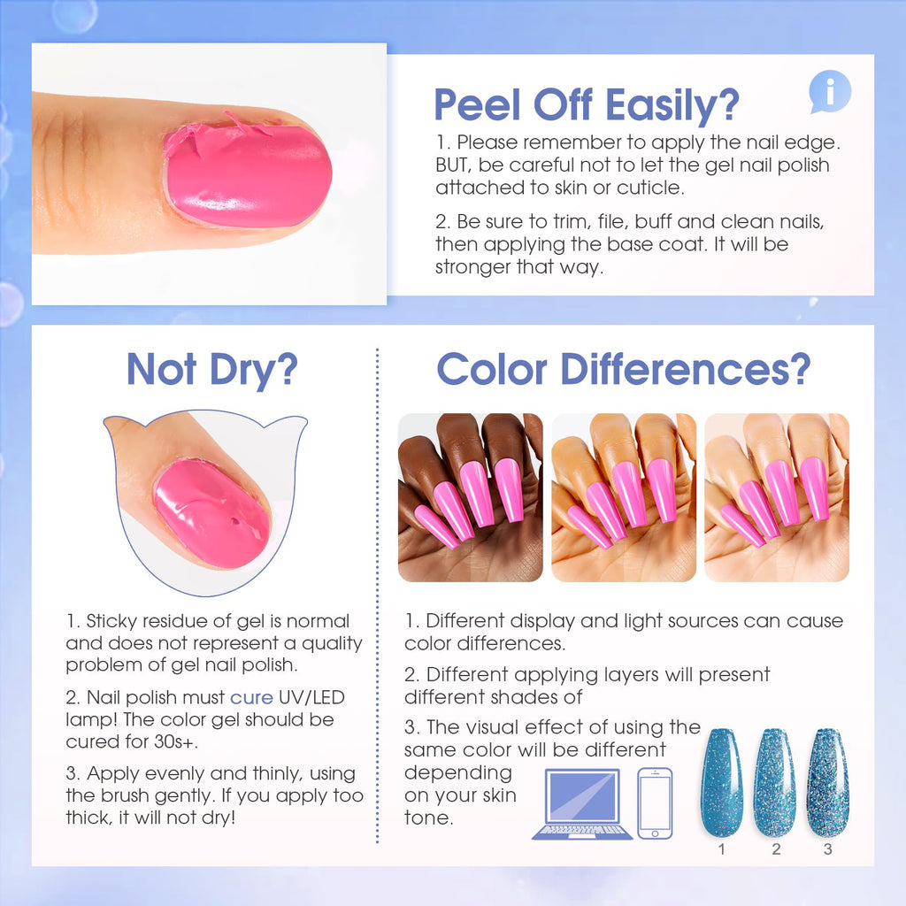 ROSALIND Glitter Gel Nail Polish – 12-Color Sparkle Gel Set for Nail Art
