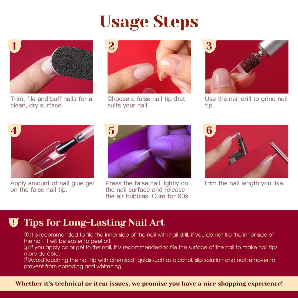 ROSALIND Half Matte Medium Coffin Nail Tips – 264pcs Press-On Nails for DIY Manicure