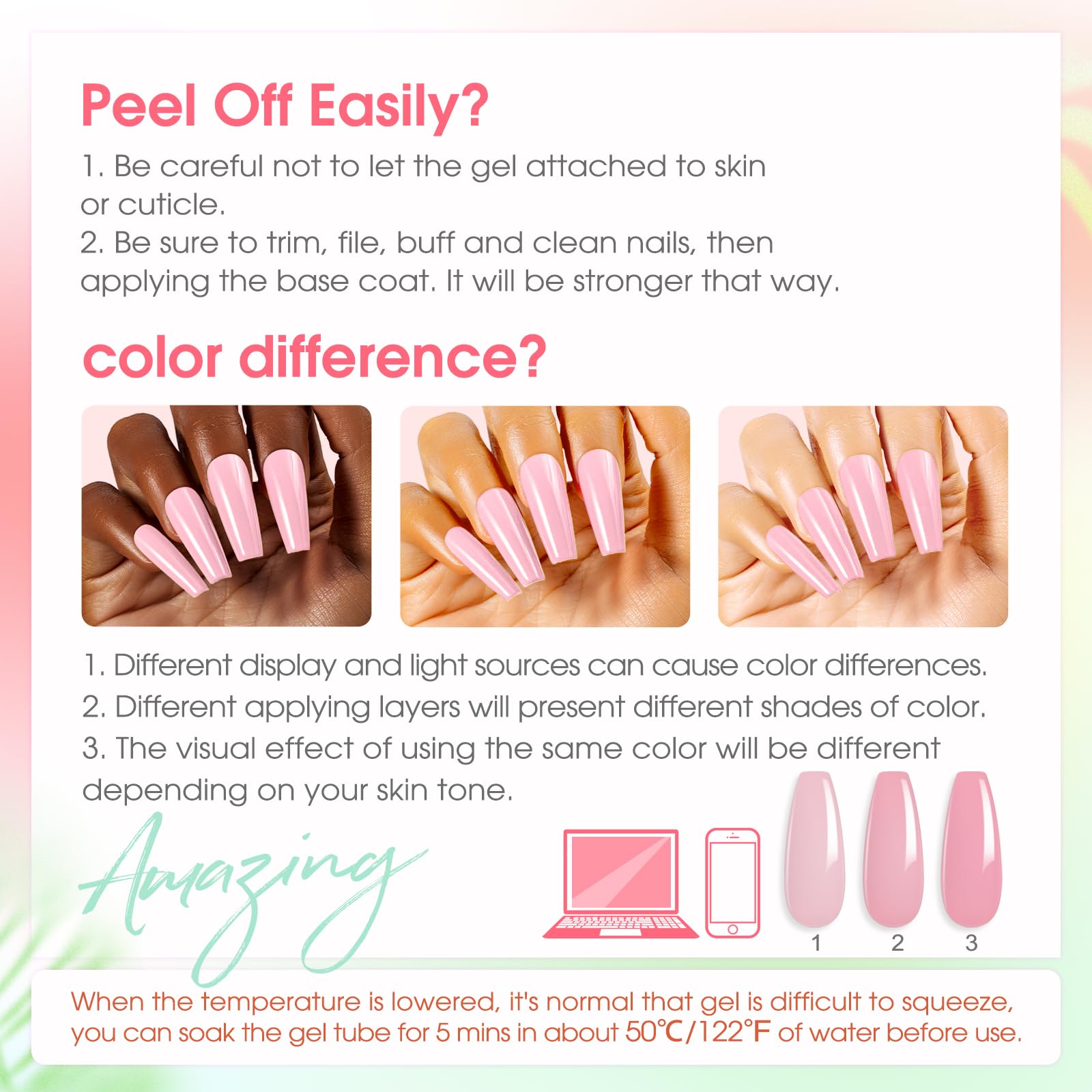 ROSALIND Poly Nail Gel Kit – 24 Colors + Mini UV Lamp Starter Set