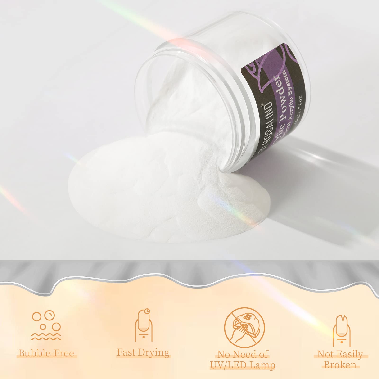 ROSALIND Opal White Acrylic Nail Powder 4.23oz/120g | DIY Nail Extensions, French Nails & Art