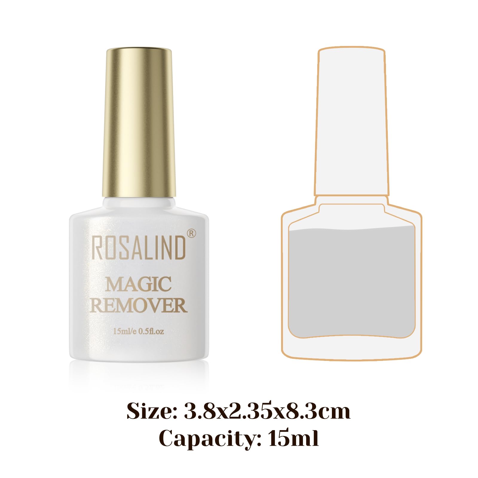 ROSALIND 2 Pack Gel Nail Polish Remover (15ml) – Quick, No-Foil Removal in 2–5 Minutes