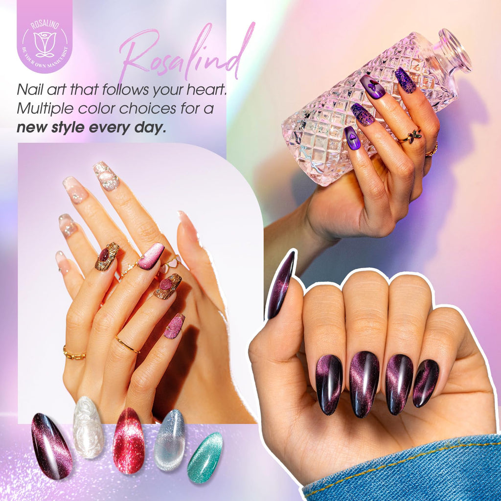 ROSALIND Cateye Gel Polish 8-Color Set — Magnetic Cat Eye Nail Polish Galaxy Collection
