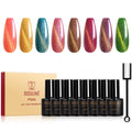 ROSALIND Gold Glitter Cat Eye Gel Polish – 8 Magnetic Colors with Magnet, Soak Off UV Gels