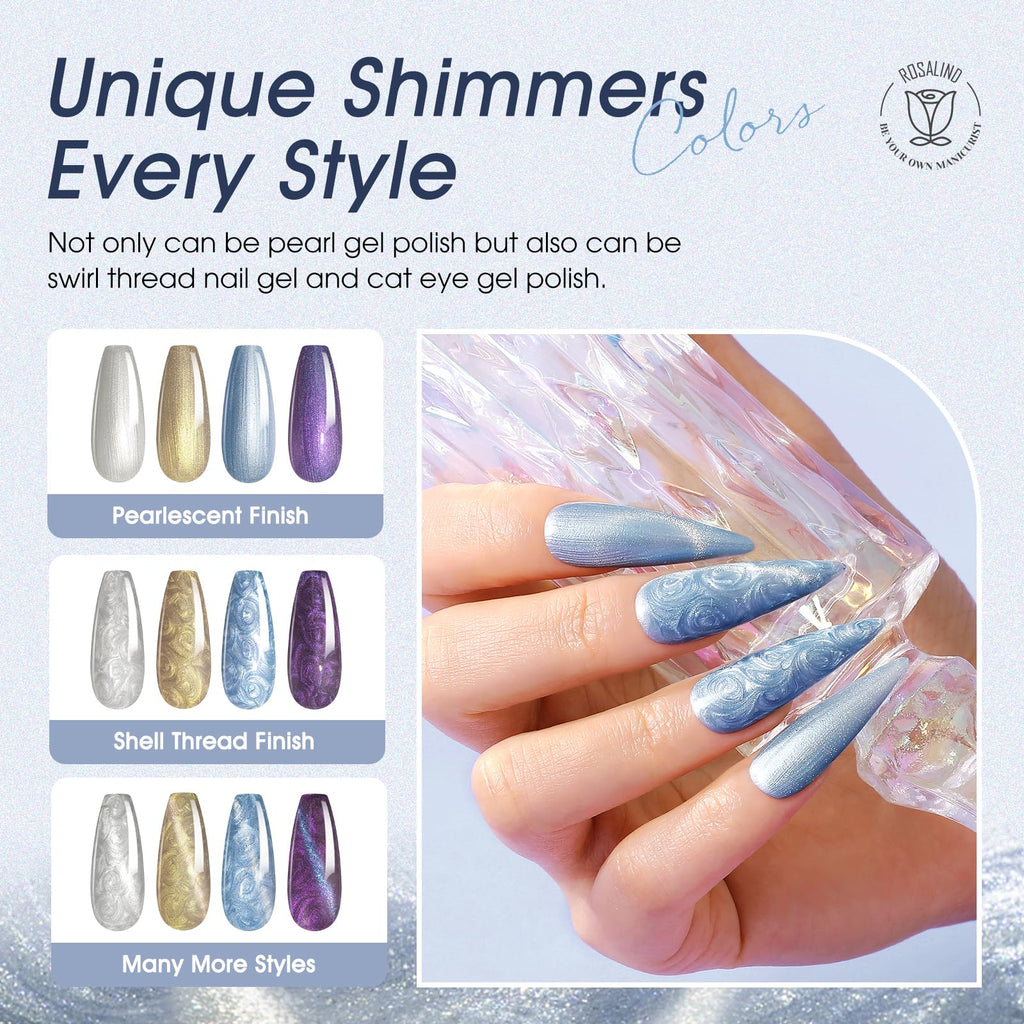 ROSALIND Cat Eye Gel Nail Polish with Magnet – 12 Mini Colors & Effects