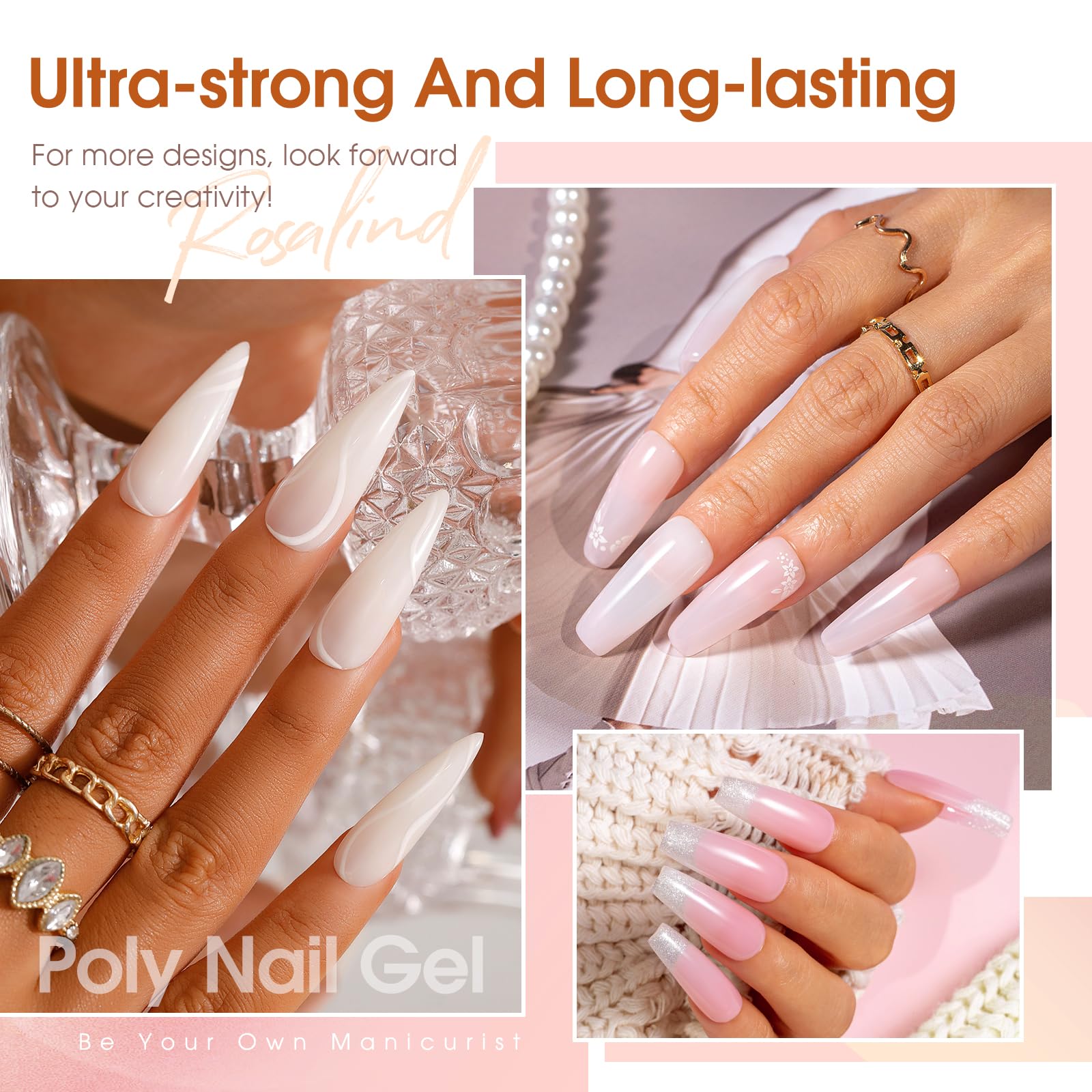ROSALIND Poly Nail Gel Kit with Drill — 14 Colors, 48W UV Lamp & Accessories