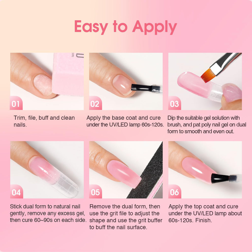 ROSALIND Poly Nail Gel Kit Starter - 14 Colors & Mini UV Lamp