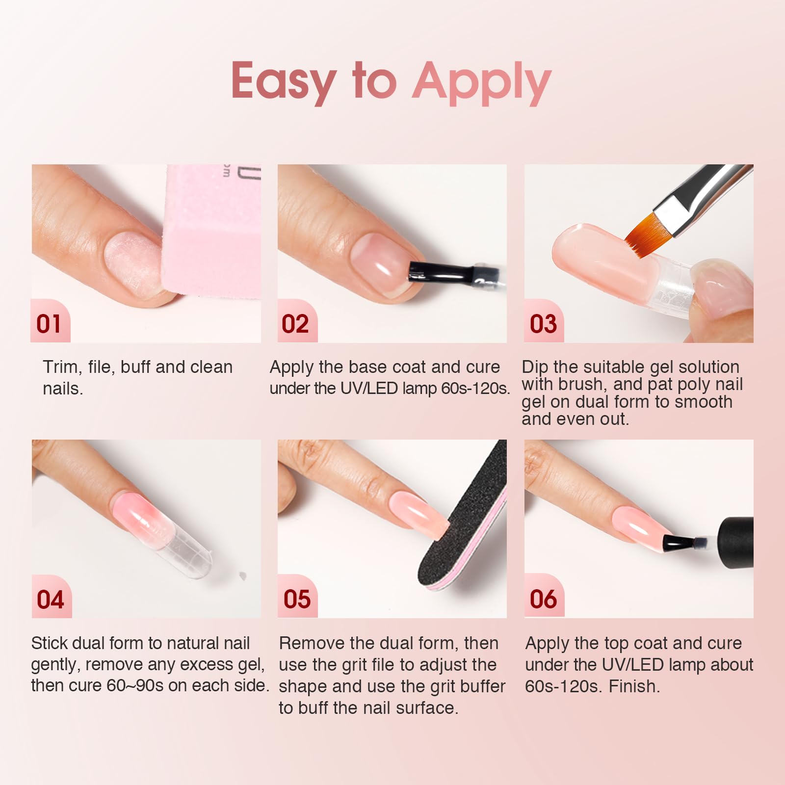 ROSALIND 12-Piece Pink & Brown Christmas Poly Nail Gel Kit + Mini Nail Lamp
