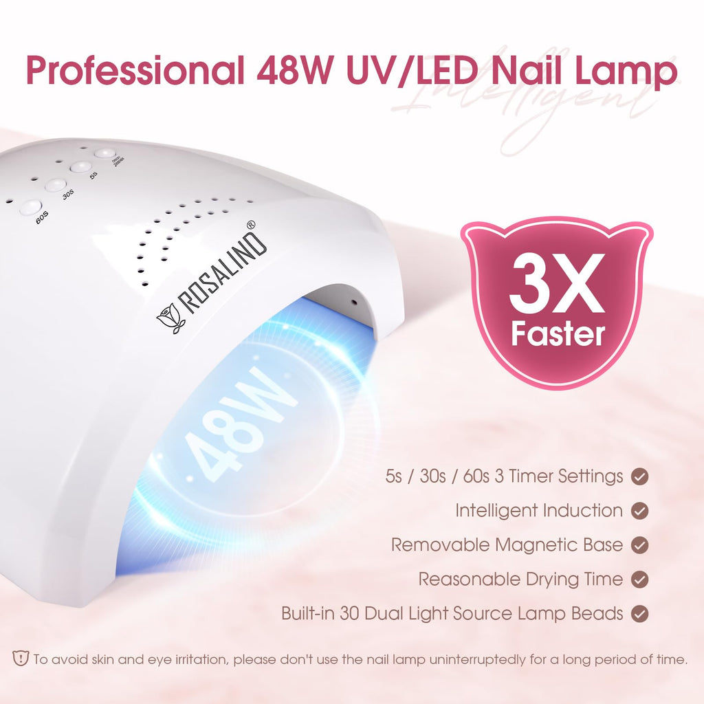 ROSALIND Poly Nail Gel Kit – 20 Colors + 72-Piece Nail Art Accessories Set with 48W Lamp