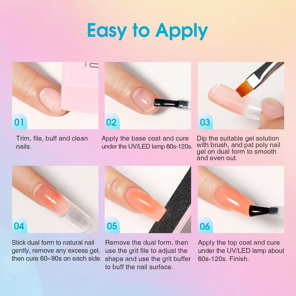 ROSALIND 20 Colors Poly Nail Gel Kit with Mini Lamp – All-Season Starter Set