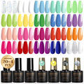 ROSALIND 24Pcs Neon Gel Nail Polish Set with Base & Top Coats – LED Soak-Off Kit for Rainbow Nail Art