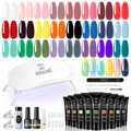 ROSALIND Poly Nail Gel Kit – 24 Neon Colors Starter Set with Mini UV Lamp & Accessories