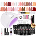 ROSALIND Poly Nail Gel Kit – 20 Colors + 72-Piece Nail Art Accessories Set with 48W Lamp