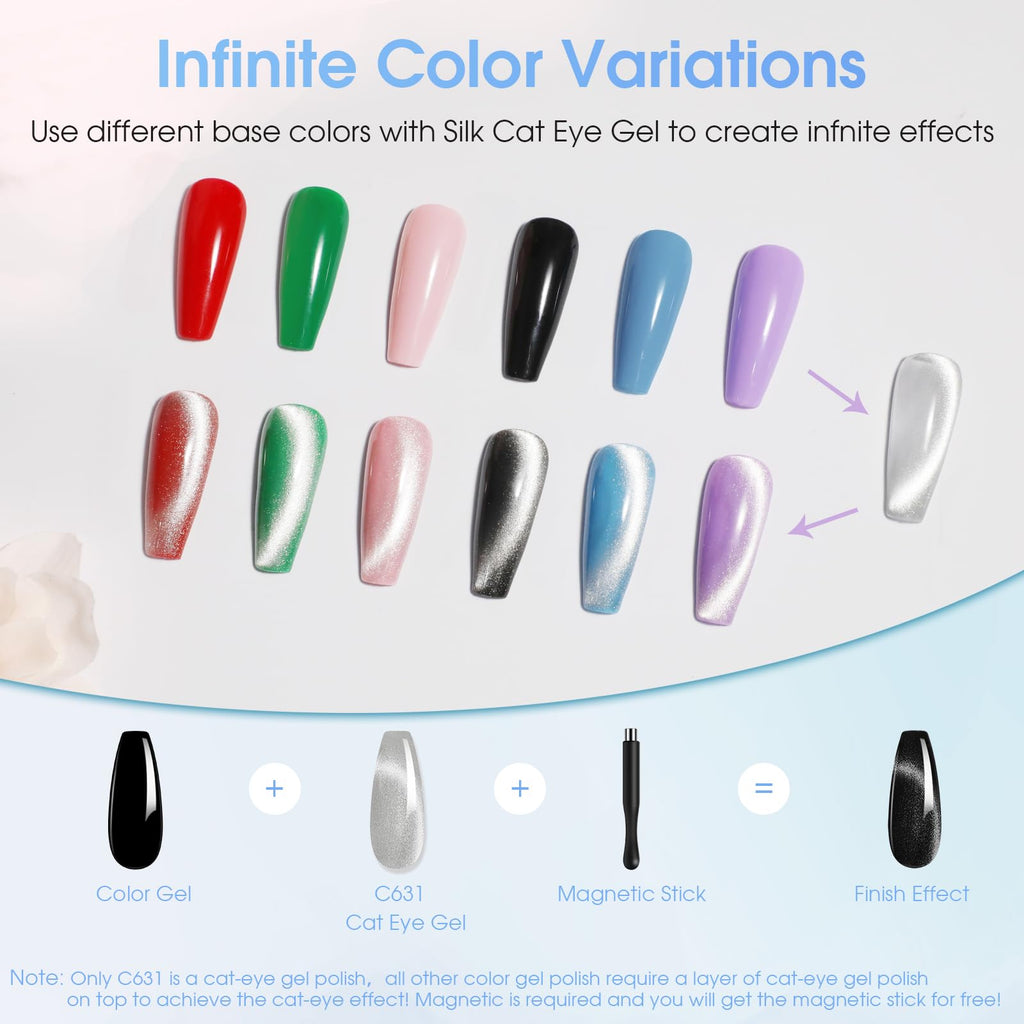 ROSALIND 25pcs Gel Nail Polish Set – 21 Colors + Cat Eye, Base & Top Coats, Soak Off UV/LED