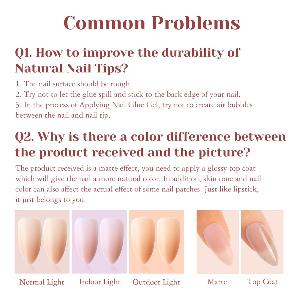 ROSALIND Soft Pink Almond Nude Nail Tips – 200 Pcs, Matte Accent Press-On Nails (20 Sizes)