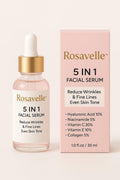 Rosavelle Facial Serum 5-in-1 with Hyaluronic Acid, Vitamin C & Niacinamide | 1.0 fl oz