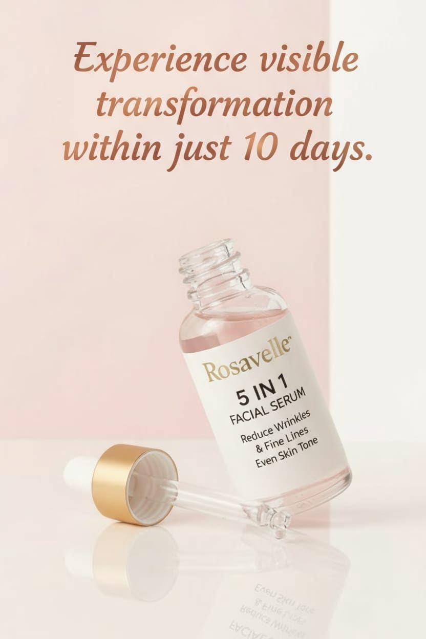 Rosavelle Facial Serum 5-in-1 with Hyaluronic Acid, Vitamin C & Niacinamide | 1.0 fl oz