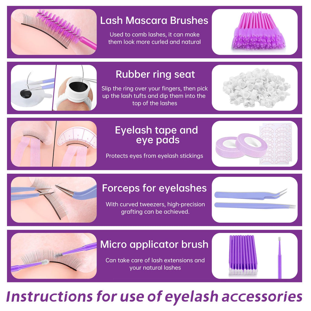 Rose Manor Lash Extension Kit for Beginners | Mannequin Head & Training Tools