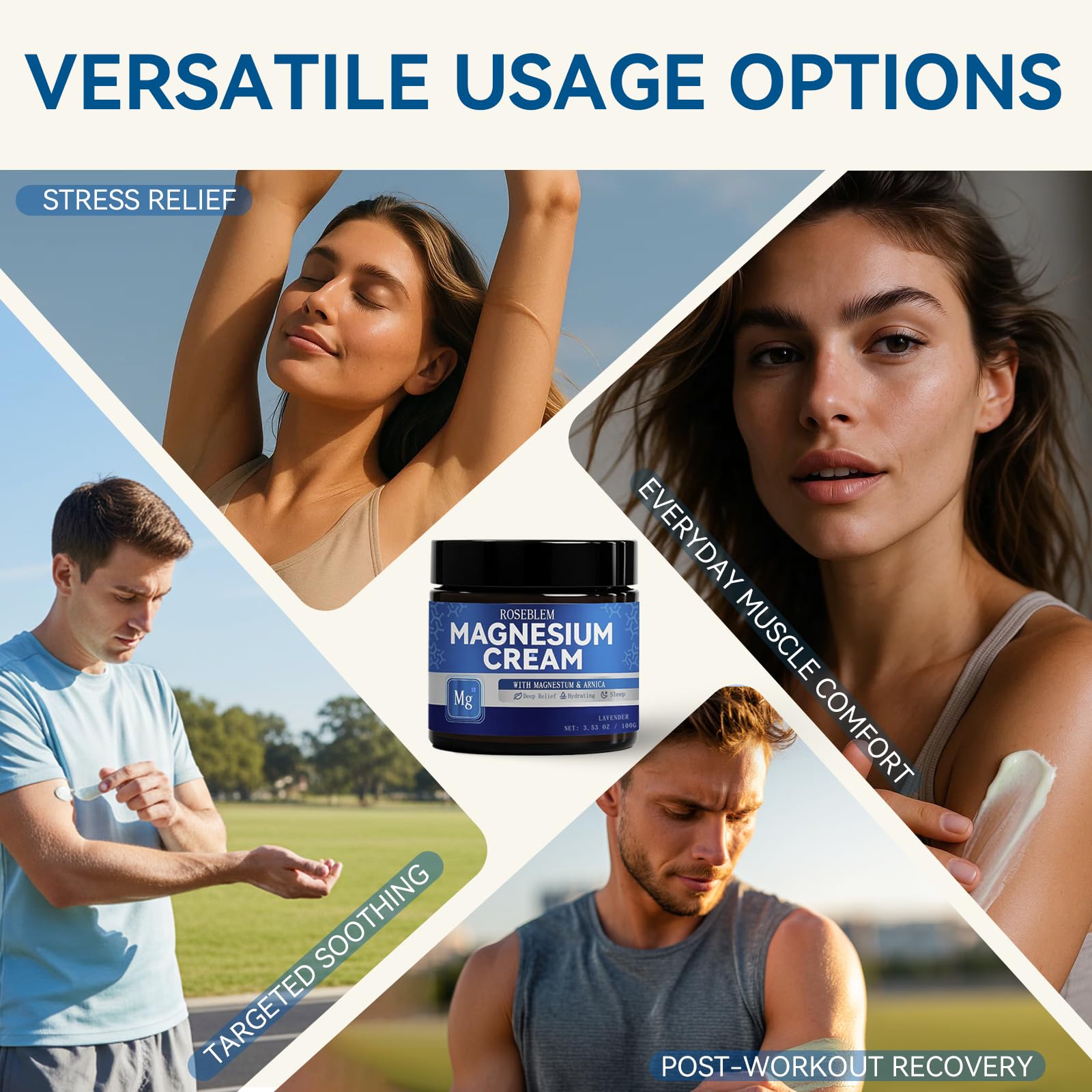 Roseblem Magnesium Cream with Arnica & Lavender – Muscle Relief, Relaxation & Sleep Support
