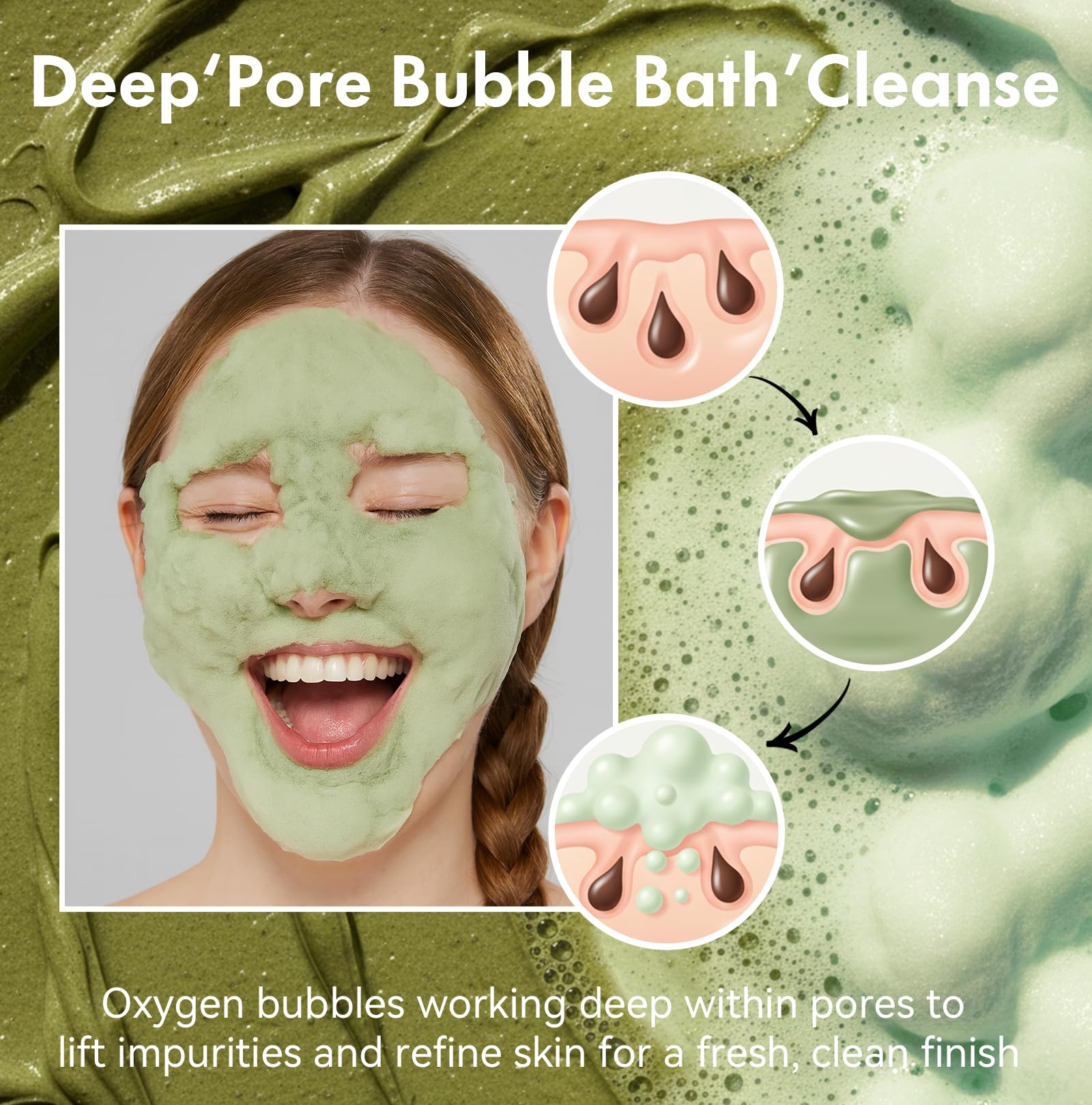 Roseblem Holy Basil Bubble Deep Mask – Carbonated Clay for Pore Cleansing & Oil Balance (3.53 oz)