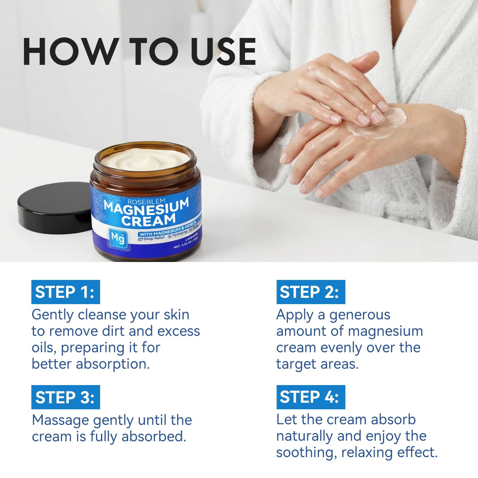 Roseblem Magnesium Cream with Arnica & Lavender – Muscle Relief, Relaxation & Sleep Support
