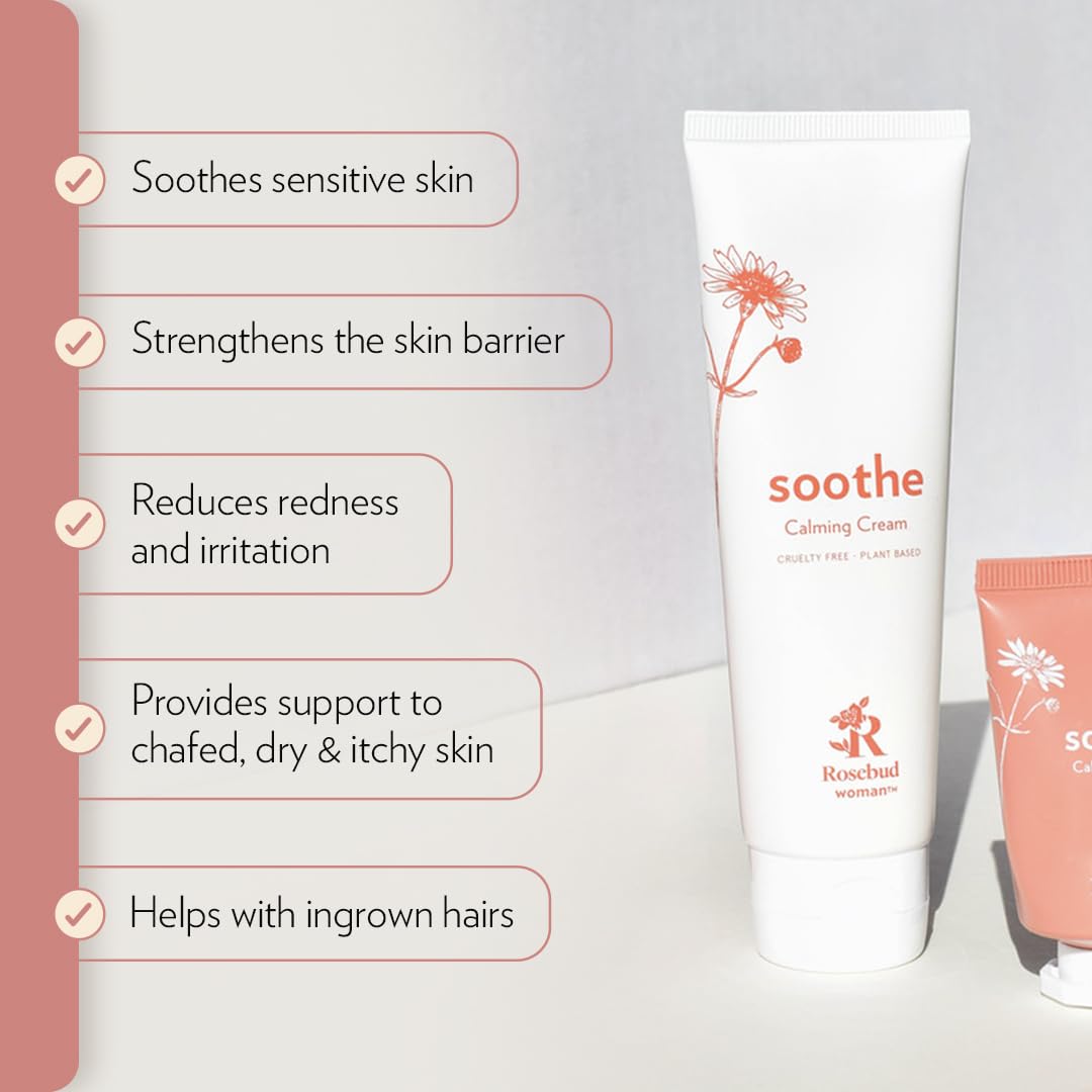 Rosebud Woman Soothe Calming Cream with Arnica & Chamomile – Soothes Itchy Skin & Sensitive Areas (2.7 oz)