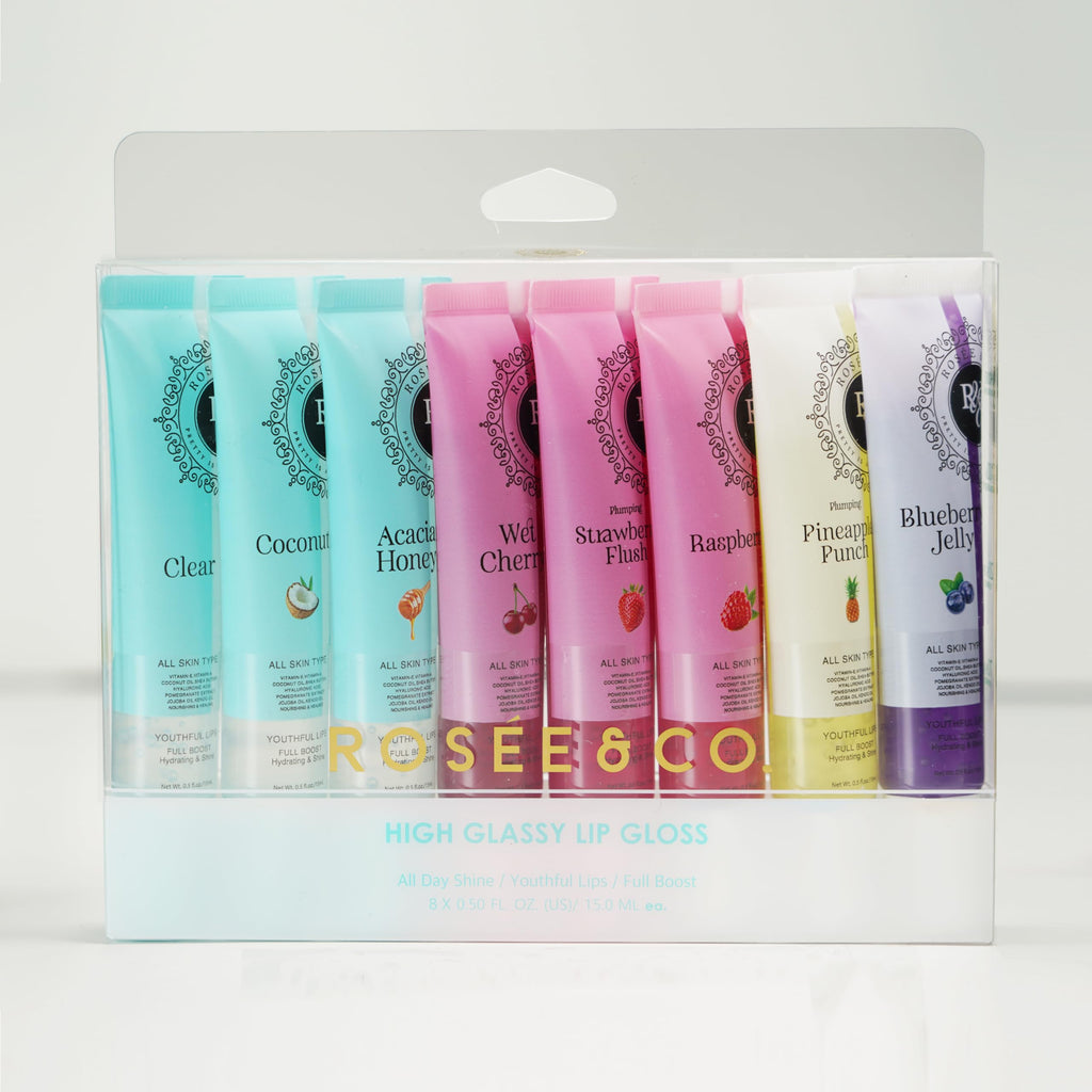 ROSEÉ & CO Rosee Lip Gloss – Vegan, Cruelty-Free, Long-Lasting Shine (Set of 8-1)